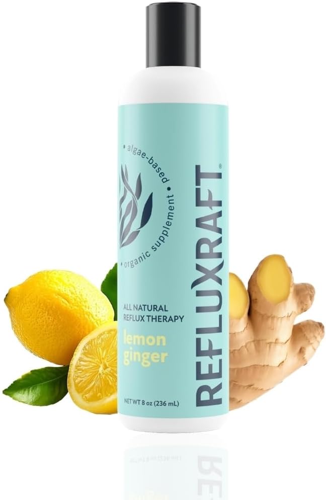 Thérapie de reflux acide avec alginate organique, Gerde rapide et longue durée, LPR et soutien des symptômes de digestion, sucre zéro, sans gluten, faible teneur en sodium, gingembre de citron, 47 portions de gel, bouteille de 8 OZ