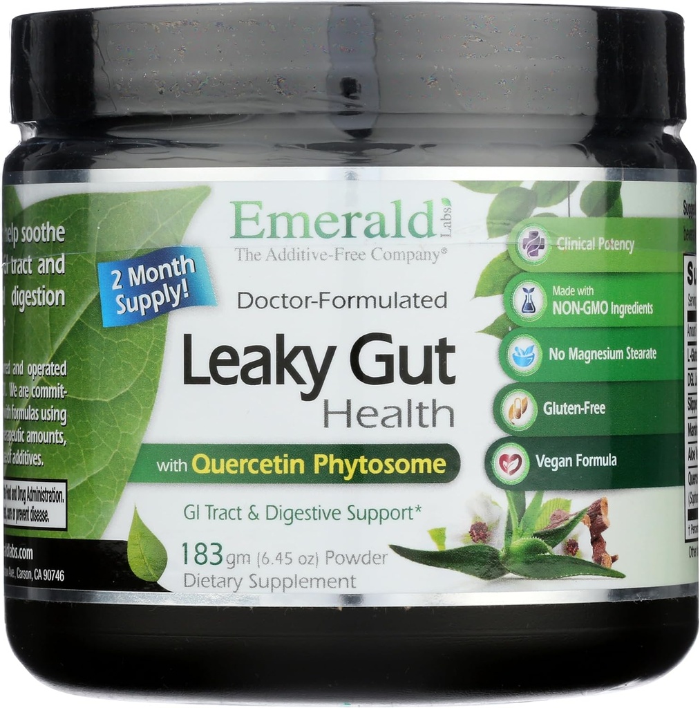 Emerald Labs Leaky Gut Health - Supplément de soutien digestif avec DGL Licorice, Aloe Vera Extract & More - Soutient Colon & Gut Health - 6,45 oz (jusqu'à 60 jours)