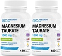 Puregen Labs Magnésium Taurate 1500mg par portion [haute puissance] Total 360 Caps Veggie, Chélaté pour Absorption Supérieure, Non-OGM, NO Gluten et Dairy.