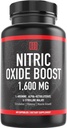 Nitric Oxide Booster Supplement, 1600mg Extra Strength L-Arginine, Citrulline Malate, and Alpha-Ketoglutarate (60 Count, 1 Bottle)