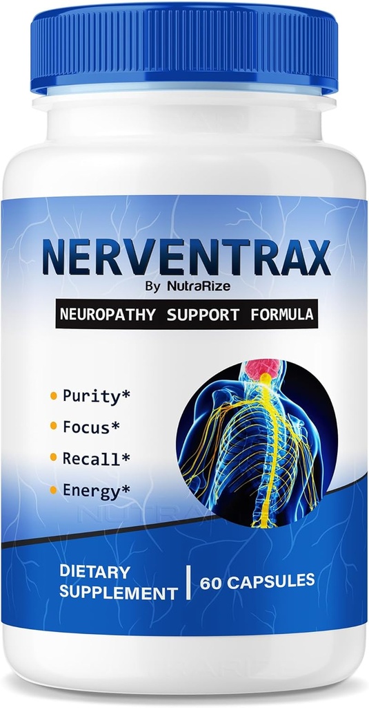 Gélules de Nerventrax, Formule officielle pour soutenir le bien-être et la fonction de Nerve, Toutes les vitamines naturelles de Nerve, Supplément Nerven Trax Premium, Pastillas Review (60 capsules)