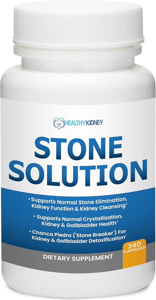 Capsules de solution de pierre- Désolveur naturel, support de pierre de rein et nettoyant de rein, 60 portions + nettoyage de rein et supplément de santé de rein pour soutenir la fonction normale de rein, 60 capsules