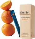 Ownist Triple Collagen Liquid Packets On-The-Go - Peptides avec collagène marin hydrolysé, élastine, acide hyaluronique et vitamine pour une peau saine - Arôme orange - 14 Stick Packs individuels