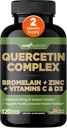 Gade Nutrition Quercetin biologique avec la vitamine C bromelain et le zinc Supplément de soutien immunitaire Quercetin 500mg Capsules