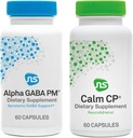 NeuroScience Stress Response & Sleep Set - Alpha GABA PM + Calm CP avec Melatonine, L-théanine, Banaba Leaf et plus (2 Produits, 60 Comptez chacun)