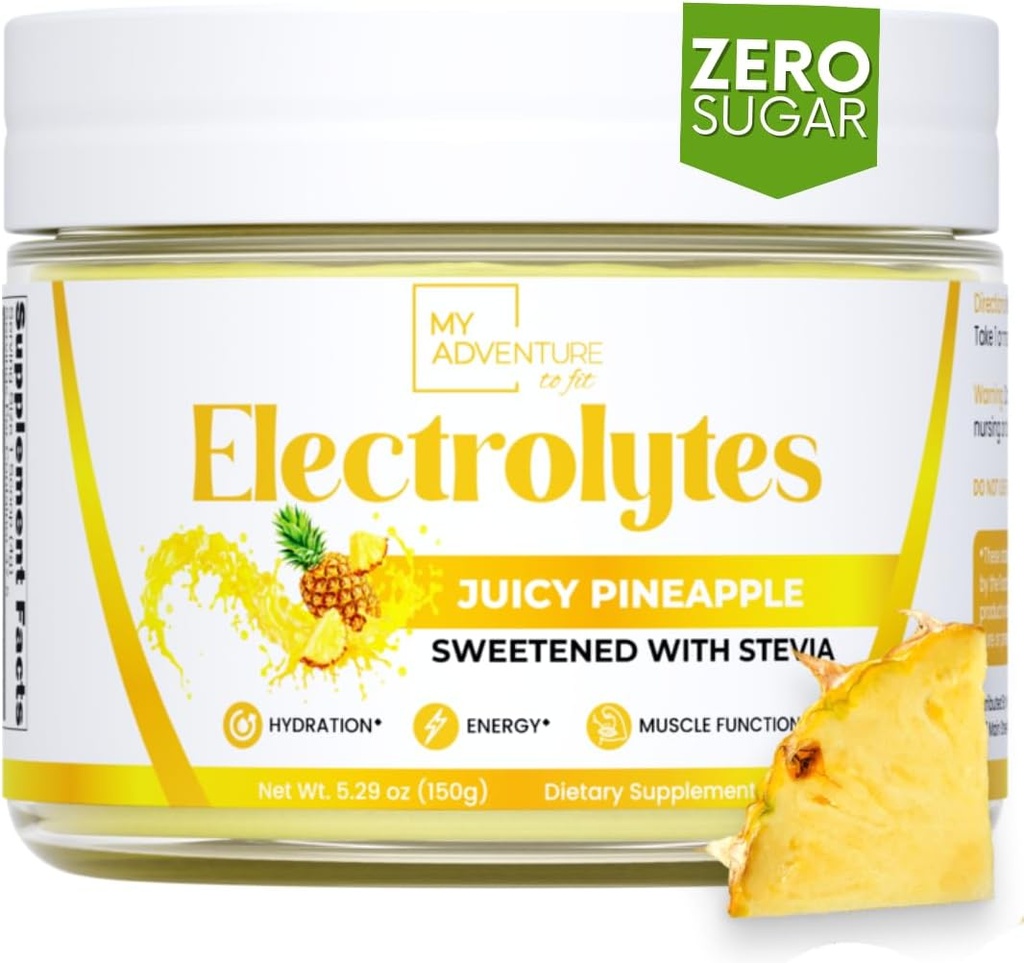 Mon aventure pour s'adapter au sucre zéro - Poudre d'électrolytes d'ananas - Sans caféine énergie avec tous les ingrédients naturels - Vegan, Keto & Paleo - Sans sucre Mélange de boissons d'hydratation d'électrolytes - 37 portions