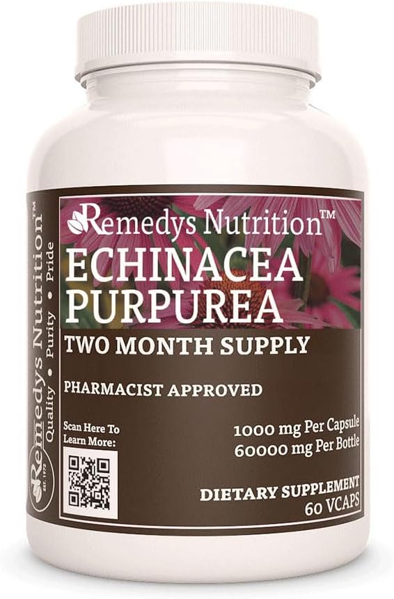 La nutrition de Remedy Echinacea, 1000 mg, 60 Capsules de végétaliens Complément alimentaire à base de plantes