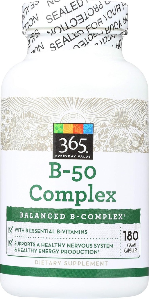365 par Marché des aliments entiers, B – 50 Complexe, 180 ct