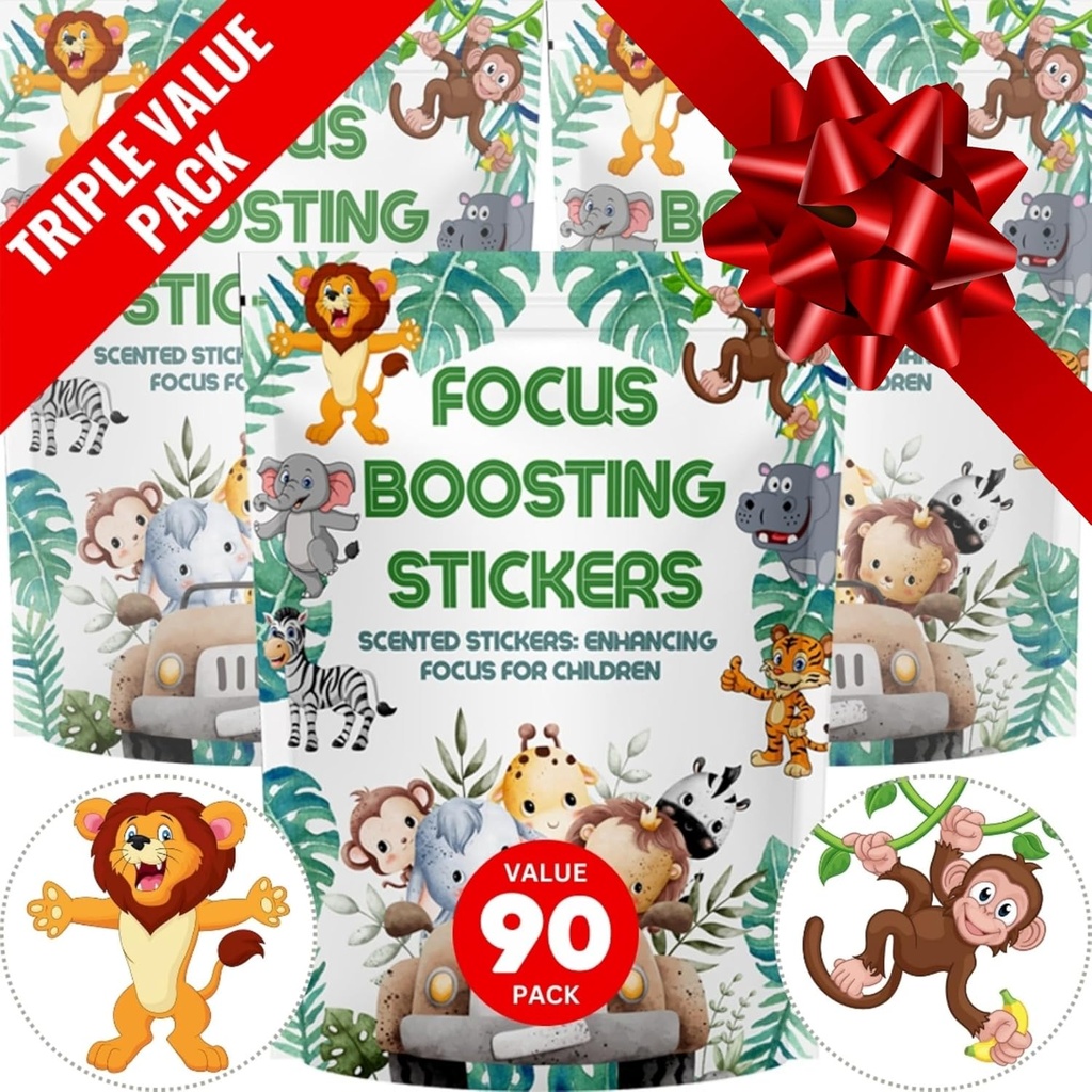 Stickers Focus Boosting (90 Pack) - Cerveau sain soutient l'attention, le papier, la conception de bulles, sans médicament, vêtements, unisexe
