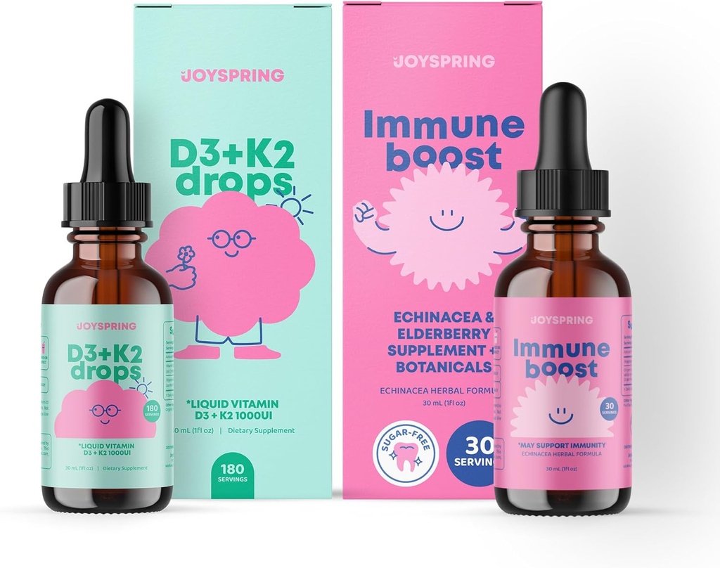 JoySpring Immune gouttes et un ensemble de vitamine D.