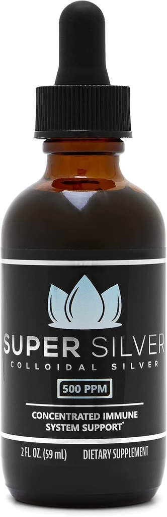 Super Argent 500 PPM Colloïdal Argent - 2 bouteilles d'Once avec goutteau