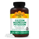 Minis cibles de la vie du pays - supplément de potassium de calcium et de la santé cardiaque, 1000mg de calcium, 500mg de magnésium, soutient l'utilisation du calcium, 180 comprimés – certifié sans gluten et végétalien