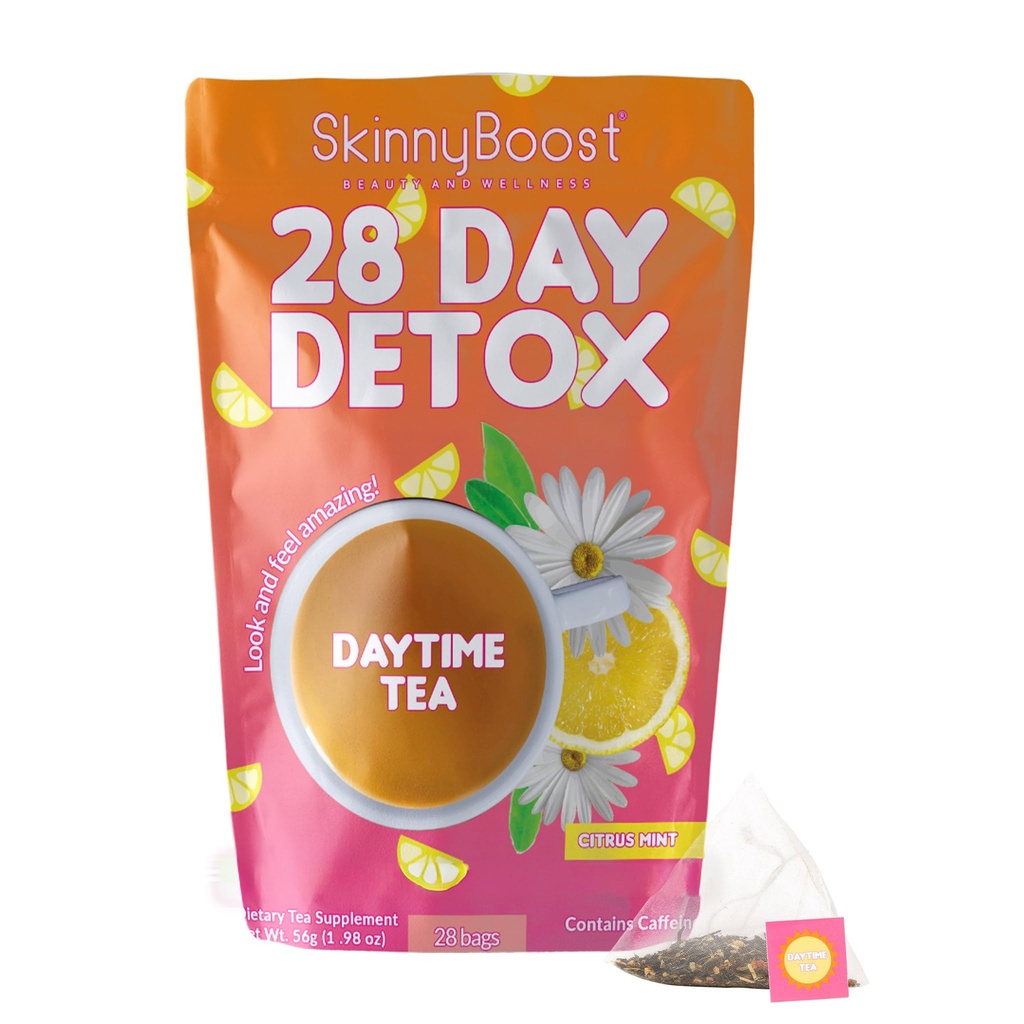 SkinnyBoost 28 Day Detox Daytime Tea - CITRUS MINT (28 sachets à thé) soutient le métabolisme boost, detox, tout naturel, non OGM, végétalien, kéto amical