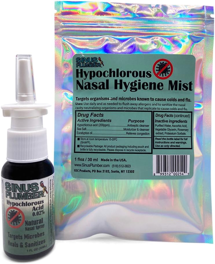 Sinus Plumber Vaporisateur nasal antimicrobien élimine les bactéries avec de l'eau électrolysée et de l'acide hypochloroique