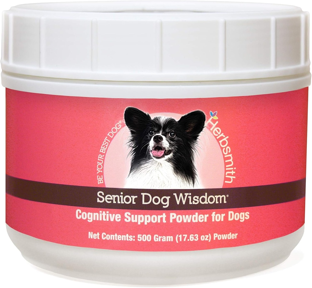 Sagesse de chien senior Herbsmith – Supplément de démence de chien – DHA pour la santé du cerveau de chien senior - Supplément de chien senior- 500g