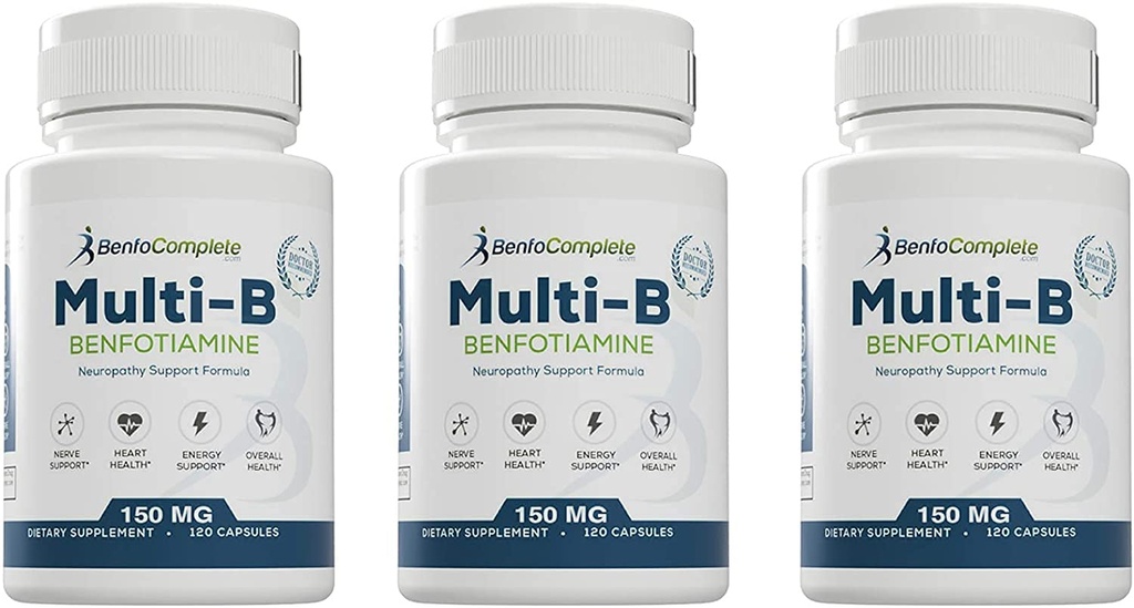 Benfotiamine Multi-B Neuropathie Formule de soutien pour le soutien nutritionnel de la neuropathie - 360 capsules - Boîte de 3 bouteilles