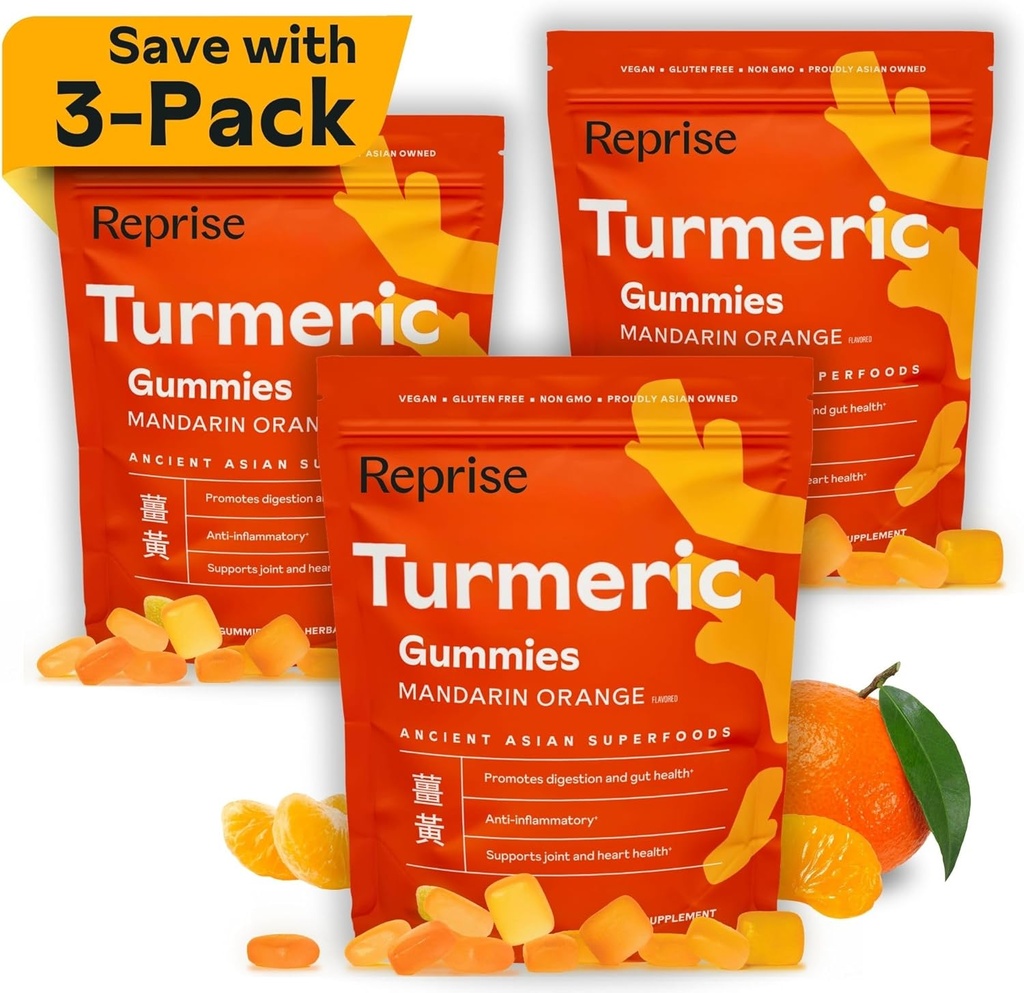 Turmeric Gummies for Women | Curcumin Supplement Gummies for Inflammation | Turmeric Supplement for Adults | Natural Curcumin, Low-Sugar, Vegan, Mandarin Orange Flavor, 45 Count (Pack of 3)