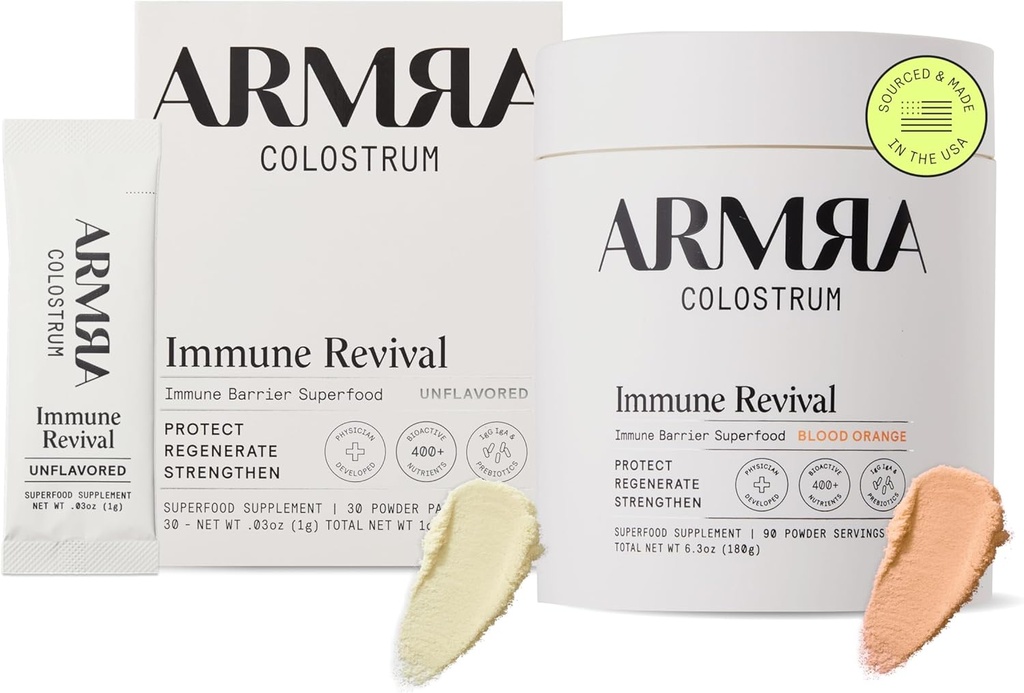 ARMRA ColostrumTM Poudre premium, herbe, Gut Health Bloating Immunity Peau & Cheveux, Contient 400+ Nutriments Bioactifs, Potent Bio available, Céto, Gluten & Fat Free (non aromatisé 30)