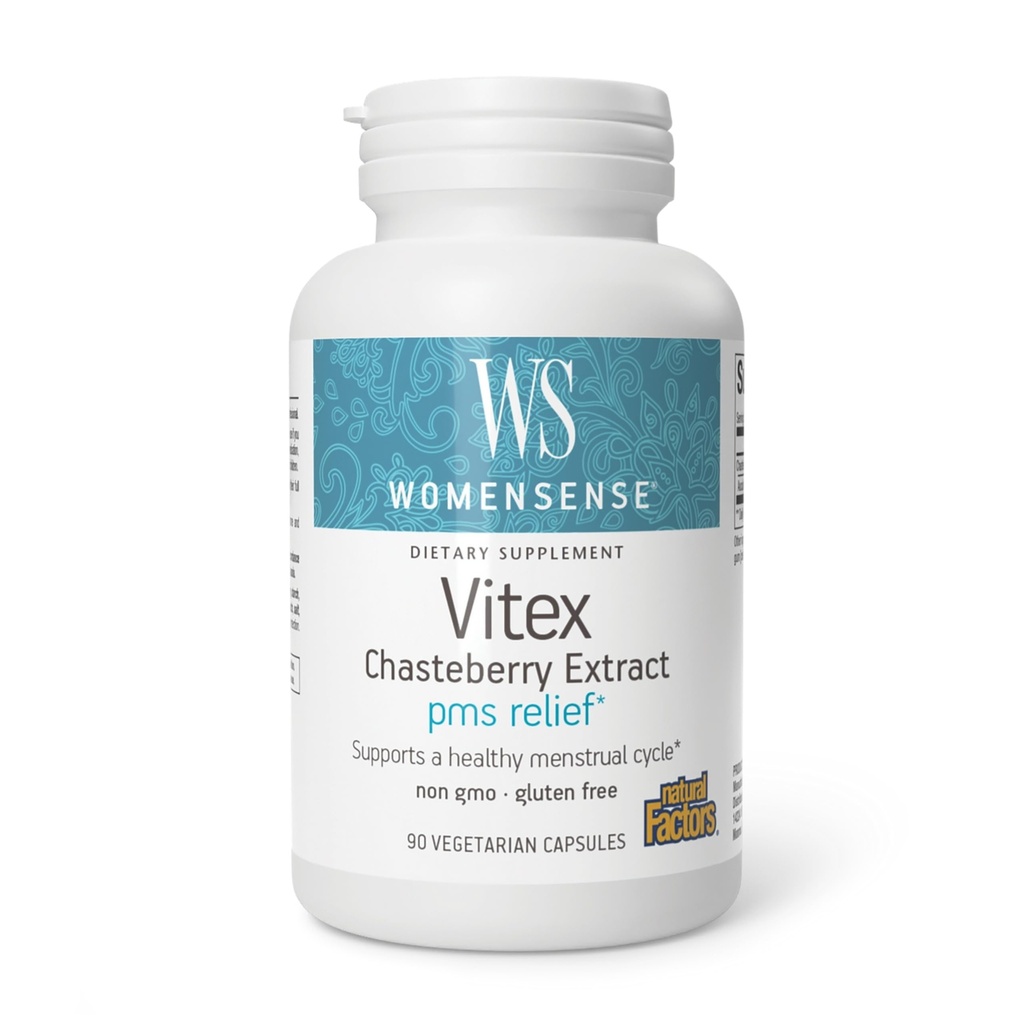 Femmes Sens par Facteurs Naturels, Extrait de Chasteberry de Vitex, Aide les symptômes apaisants du SPM et de la ménopause, 90 capsules (90 portions)