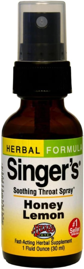 Herbs Etc. Singer's Saving Grace Honey Lemon – Remède à base d'herbes pour le confort de la gorge – Support apaisant et hydratant avec réglisse – Alcool – 1 fl oz (75 portions)