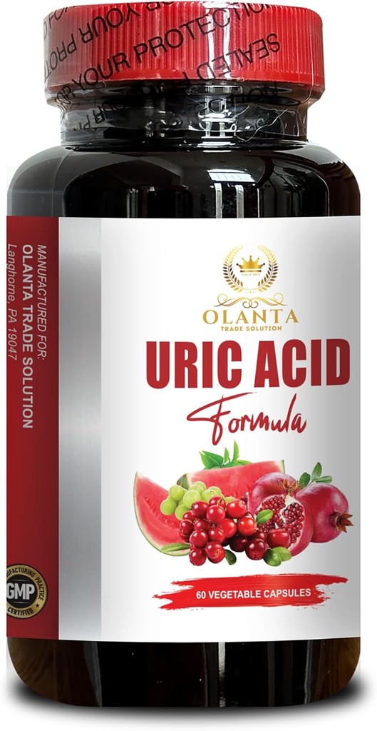URIC Acid - Soutien Uric Acid Balance, Supplément de soutien à l'acide urique Premium, Uric Acid Vitamine, Joint Supplément avec Tart Cherry - 1 Bouteille 60 Capsules