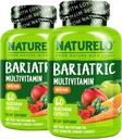 NATURELO Multivitamine bariatrique - Un jour avec le fer - Supplément pour les patients de la chirurgie de contournement gastrique - Nutrition naturelle des aliments entiers - 60 capsules de légumes (paquet de 2)