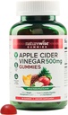 NatureWise Gommies de vinaigre de cidre de pomme - 1000mg de vinaigre de cidre par 2 + vitamine B12 - Vegan à base de pectine, sans gluten, sans OGM -90 Nombre[45 jours pour 1000mg ou 3 mois pour 500mg]