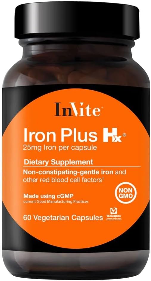 Inviter Santé Iron Plus Hx - Soutien Fonction du système immunitaire - 60 jours d'approvisionnement - 60 capsules végétariennes (2-paquet)