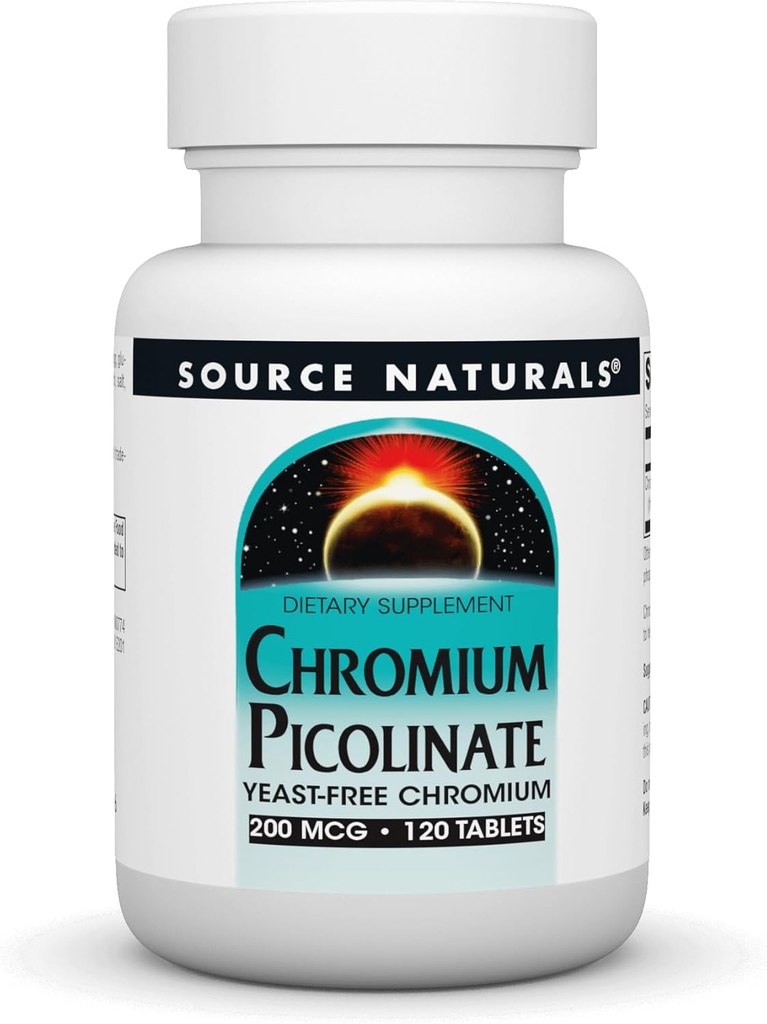 Source Naturals Picolinate de chrome 200 Mcg Comprimé, 120 Compte