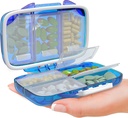 Organisateur de pilules de voyage - Porte-vitamine portable à l'épreuve de l'humidité avec 7 compartiments, étui de supplément compact pour la trousse de médecine essentielle de Purse