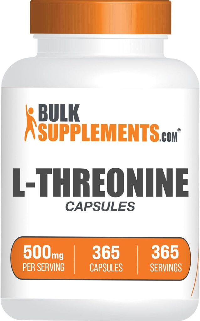 BulkSupplements.com Capsules L-Thréonine - Supplément L-Thréonine, Thréonine 500mg - Supplément acide amino, sans gluten, 1 Capsule par portion, 365 Capsules (paquet de 1)