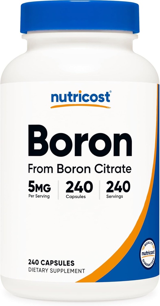 Nutricost Boron Capsules 5mg, 240 Capsules végétariennes - Sans gluten et sans OGM