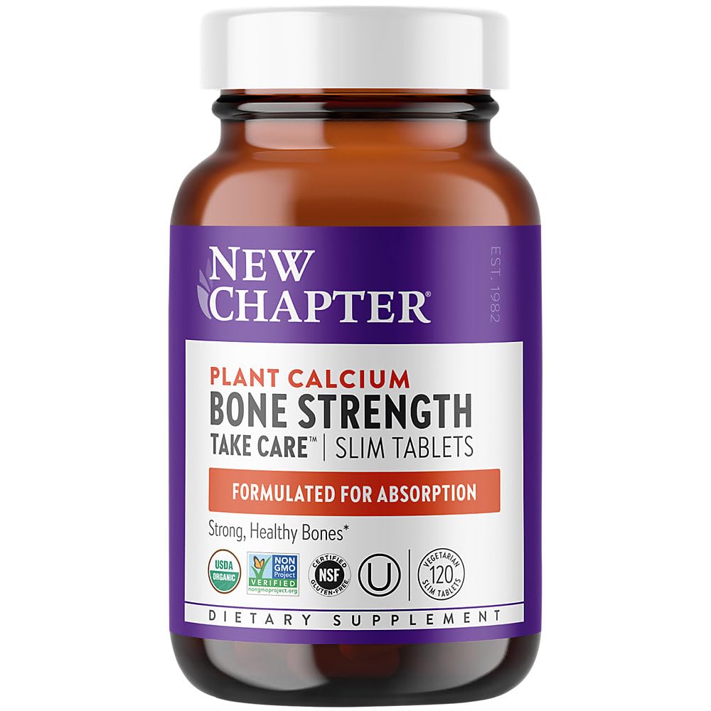 Nouveau Chapitre Supplément Calcium â €.Score des os Calcium biologique avec vitamine K2 + D3 + Magnésium, Végétarien, Sans gluten - 120 nombre (40 jours)