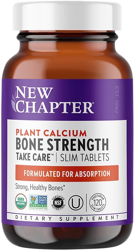 Nouveau Chapitre Supplément Calcium â €.Score des os Calcium biologique avec vitamine K2 + D3 + Magnésium, Végétarien, Sans gluten - 120 nombre (40 jours)