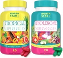 Superfood Rich Keto Tropical Fruit + Wholesome Veggie Supplements | 180 TOTAL Servings of Produce Per Bottle | Nitric Oxide + Beta Glucan | Gluten, Dairy, Soy, GMO-Free (Fruit & Veggie, 180 Count)