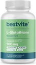 BESTVITE L-Glutathion 500mg w Setria (60 capsules de légumes) - Pas de stéarate - Vegan - Sans gluten - Non OGM