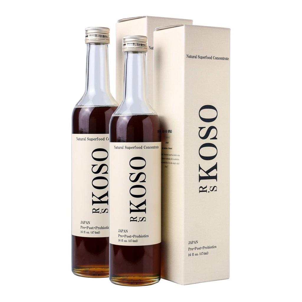 R's KOSO 5-Day Nettoyer la boisson enzymatique japonaise riche en probiotiques et prébiotiques, faite à partir de 100 + légumes ? Fruits - Soutien naturel pour une meilleure digestion et une meilleure santé des intestins + désintoxication + nettoyage - 16 oz × 2