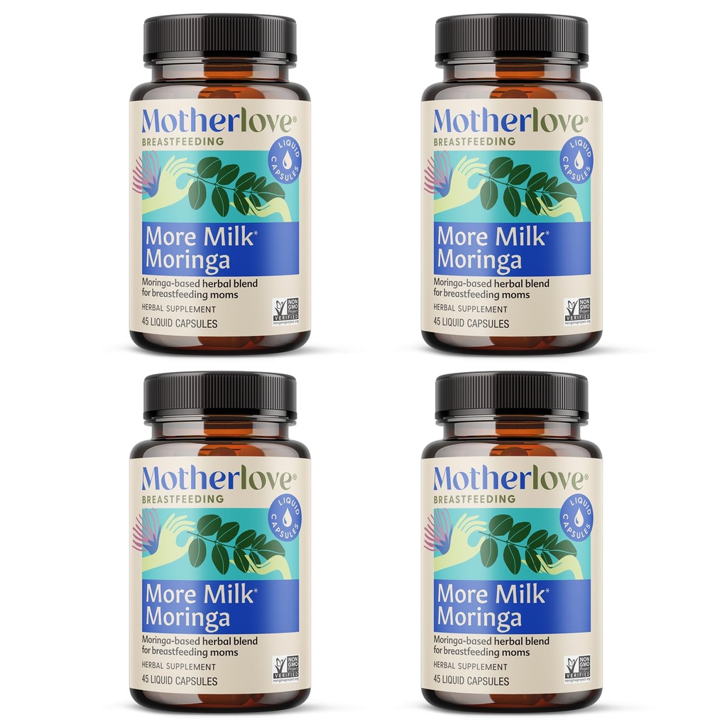Motherlove Plus de Moringa Lait (180 capsules liquides) Supplément d'allaitement à base de Moringa pour soutenir l'approvisionnement en lait maternel — Non-OGM, Herbes organiques, Vegan, Kosher