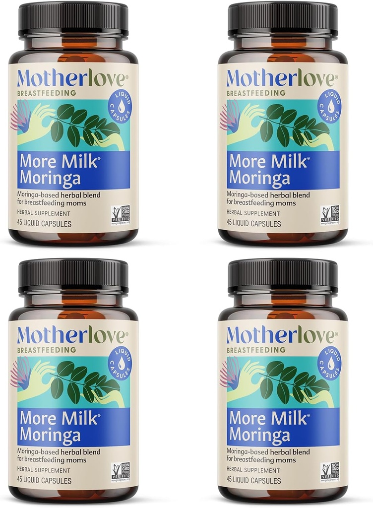 Motherlove Plus de Moringa Lait (180 capsules liquides) Supplément d'allaitement à base de Moringa pour soutenir l'approvisionnement en lait maternel — Non-OGM, Herbes organiques, Vegan, Kosher