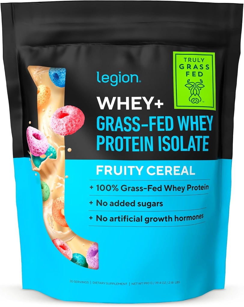 LÉGION Whey+ Protein Whey Isolate from Grass Fed Vows - Whey Protein Isolate Poudre faible en calories, non-OGM, sans sucre, sans lactose et sans gluten, toutes les protéines naturelles en poudre pour hommes et femmes, (30 portions)