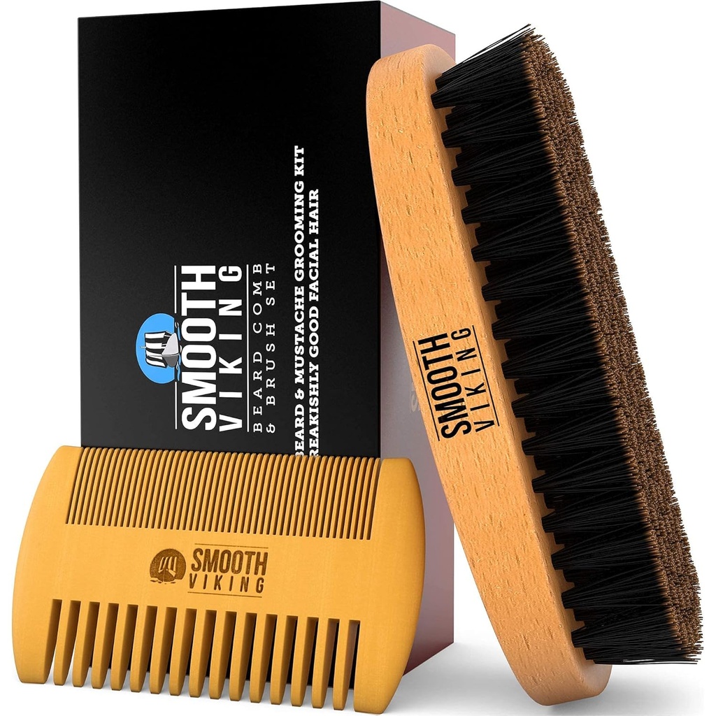 Brosse et peigne à barbe - Brosse et peigne à barbe pour les hommes - Ensemble de soins capillaires pour les hommes - Mustache Styling, Grooming & Shaping Tools