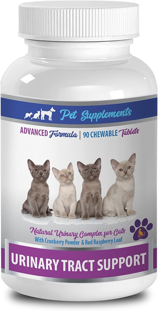 Régime urinaire pour chat - Soutien du traîtage urinaire - pour chat - Formule naturelle - CHEVABLE - Urinaire de canneberge pour chat - 1 bouteille (90 Chews)