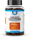 Lécithine de tournesol 1200 MG 100 Softgels, 100 jours d'approvisionnement garanti Pure, non-OGM, sans soja, soutient le cerveau, le cœur, le nerf, la santé du foie, la fonction cognitive, le cholestérol sain, formule d'absorption élevée