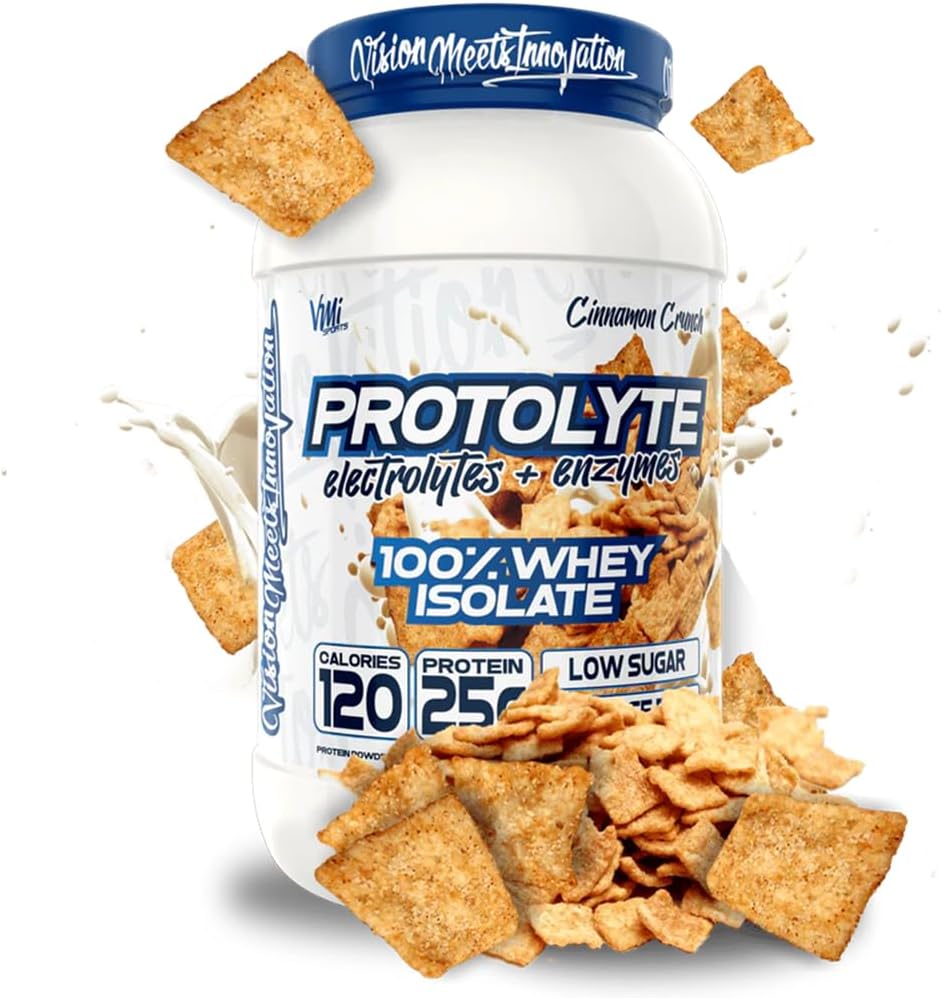 VMI Sports: ProtoLyte Whey Isolate Protein Powder: faible teneur en calories Whey pour perte de poids et gain musculaire: enzymes digestives: Non-OGM (1,6 lb, croûte de cannelle)