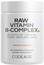 Supplément de complexe de vitamine B brute - Vitamines B essentielles avec probiotiques, enzymes digestives, fruits et légumes - Approvisionnement en 2 mois - Méthylfolate - Biotine - Vitamine B12 - Non-OGM - 60 capsules