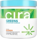 Cira Daily Greens - Poudre de spiruline biologique sucrée naturellement avec des ingrédients de qualité supérieure, antioxydants-rich pour les ballonnements, la digestion et l'énergie - Mangue, 30 portions