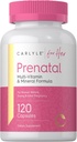 Carlyle Vitamines prénatales pour femmes $ 120 Capsules $ Multivitamine et formule minérale avec acide folique $ Non-OGM et supplément sans gluten $ pour elle