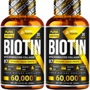 RECHERCHE SUR LA PURE Biotine et collagène 60.000mcg Pertes liquides de croissance des cheveux, soutient : Les ongles forts, la peau brillante, la croissance des cheveux sains, plus d'absorption que les capsules et les pilules (4Fl Oz)