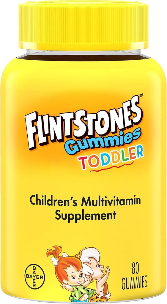 Flitstones Gummies Vitamines pour tout-petits, Multivitamines pour tout-petits avec des vitamines A, C, D, B12, Zinc et plus, 80ct