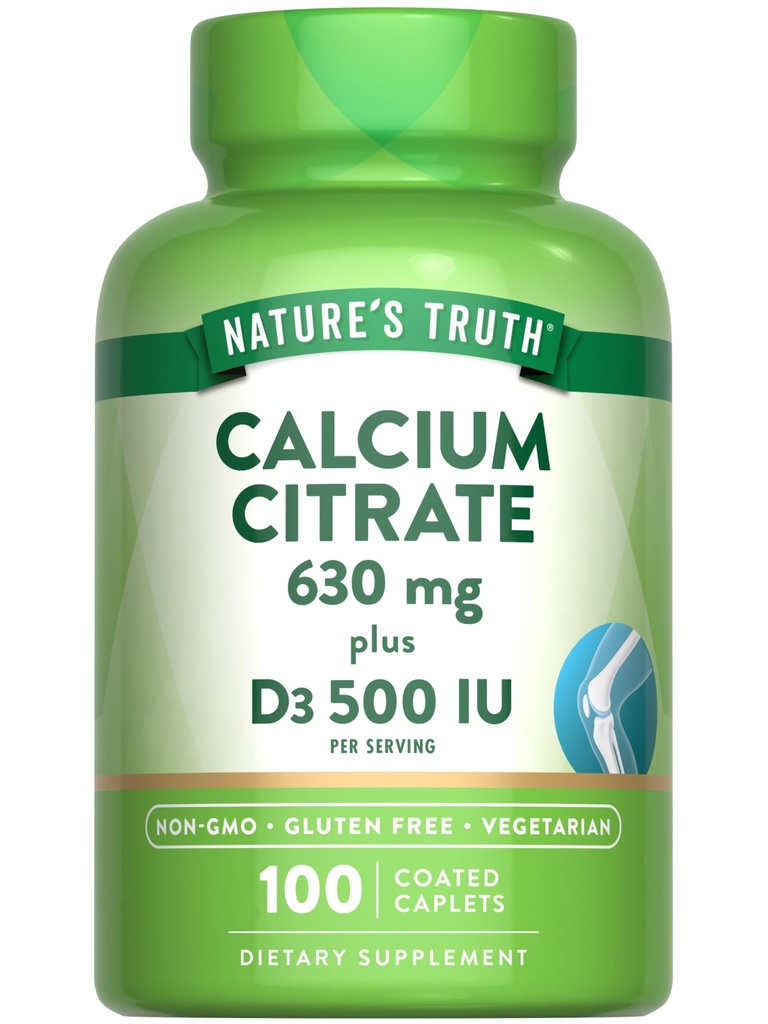La vérité de la nature Citrate de calcium avec la vitamine D3-100 Caplets